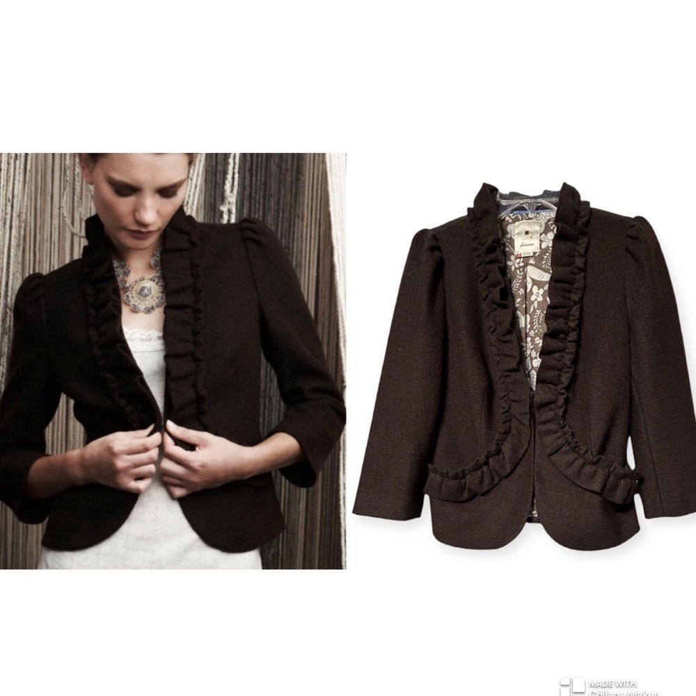 Anthropologie Elevenses Boucle de Souffle wool blend jacket